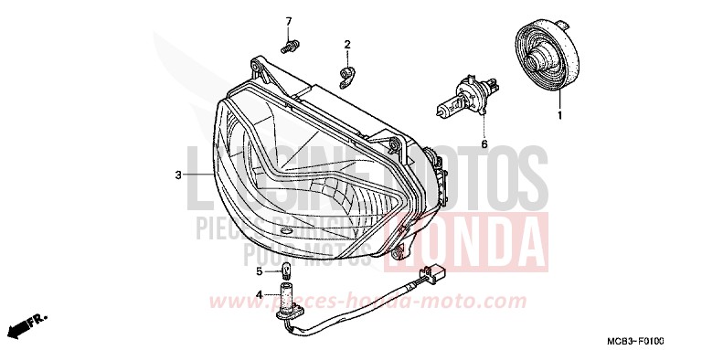 HEADLIGHT for Transalp 650 MUTE BLACK METALLIC (NH359) from 2001